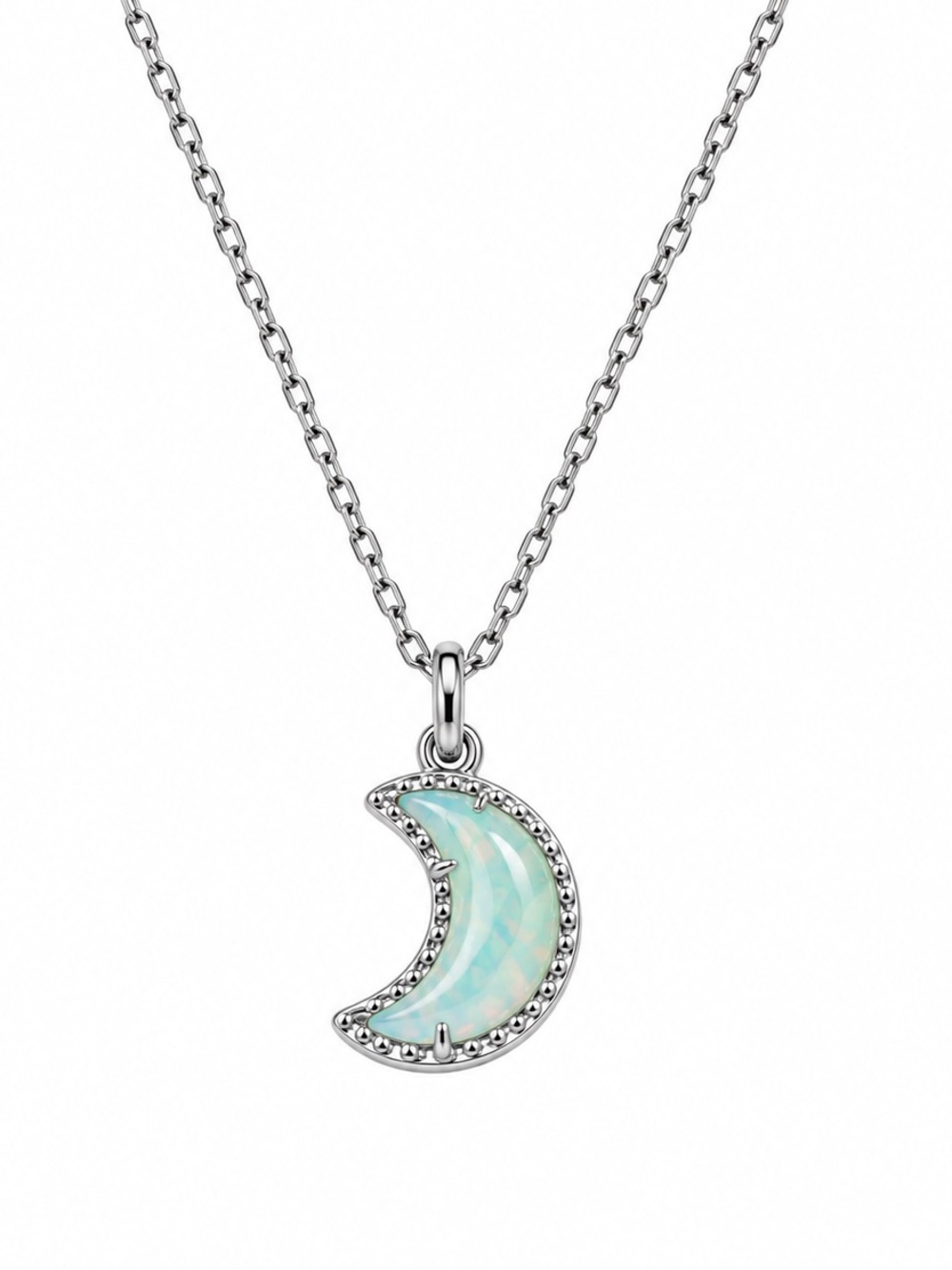 Kendra Scott Resin Moon Pendant in silver.